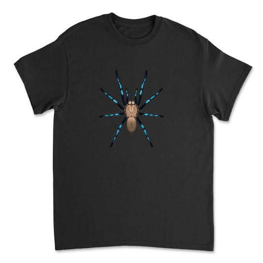Bornean Neon Blue Leg Tarantula (Birupes simoroxigorum) Art T-Shirt from Mingo Art